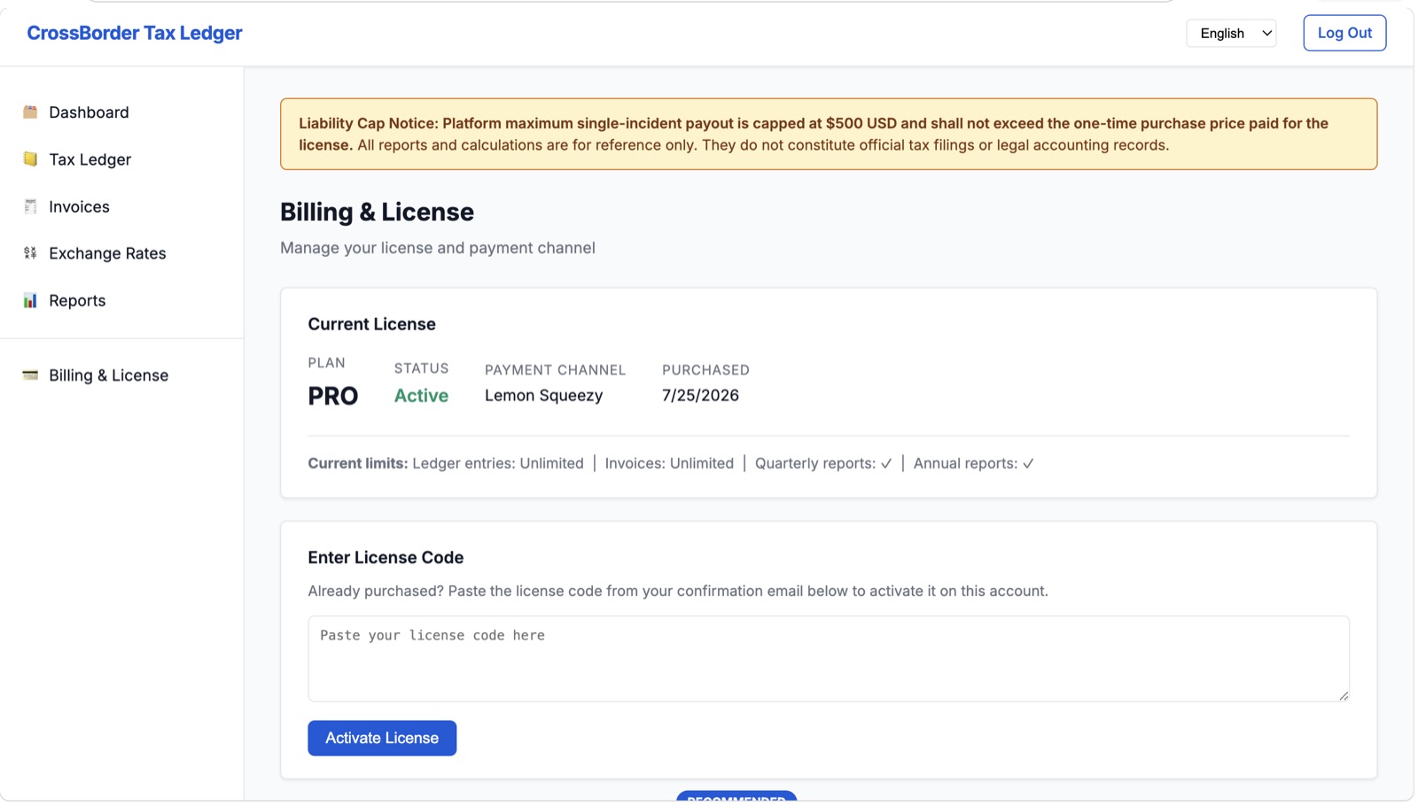 Billing and license