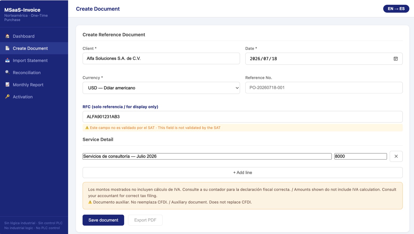 Create invoice
